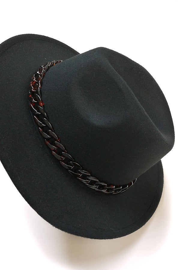 CLASSIC FEDORA HAT WITH TORTOISE CHAIN - Image 5