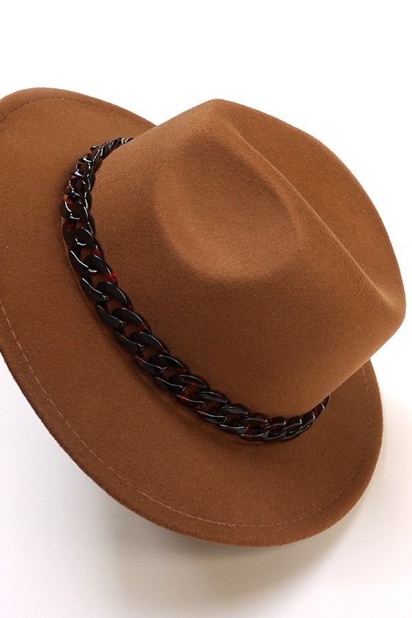 CLASSIC FEDORA HAT WITH TORTOISE CHAIN - Image 11