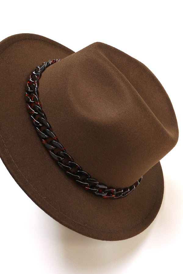 CLASSIC FEDORA HAT WITH TORTOISE CHAIN - Image 12