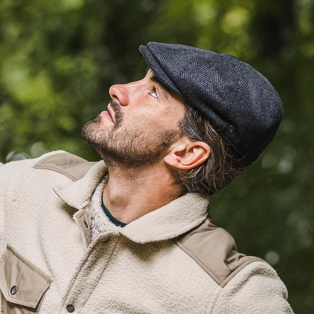 Charcoal Herringbone Newsboy Cap - Image 3