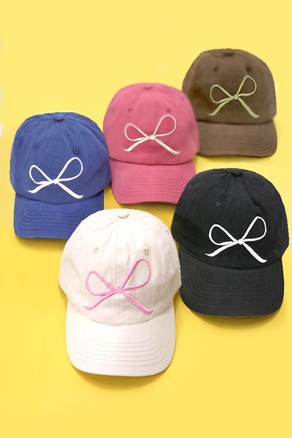 BOW RIBBON BASEBALL HAT CAP