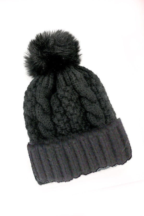 CLASSIC CABLE KNOT POM POM BEANIES HAT - Image 10