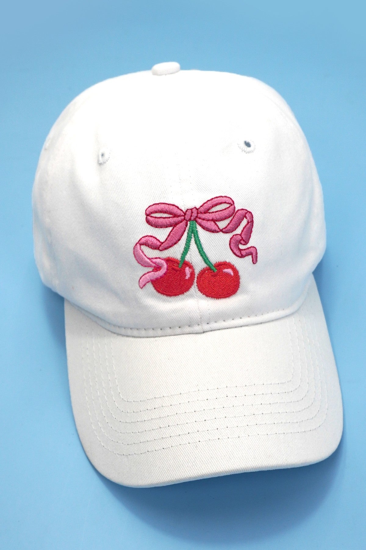 EMBROIDERY BOW CHERRY BASEBALL CAP HAT - Image 7