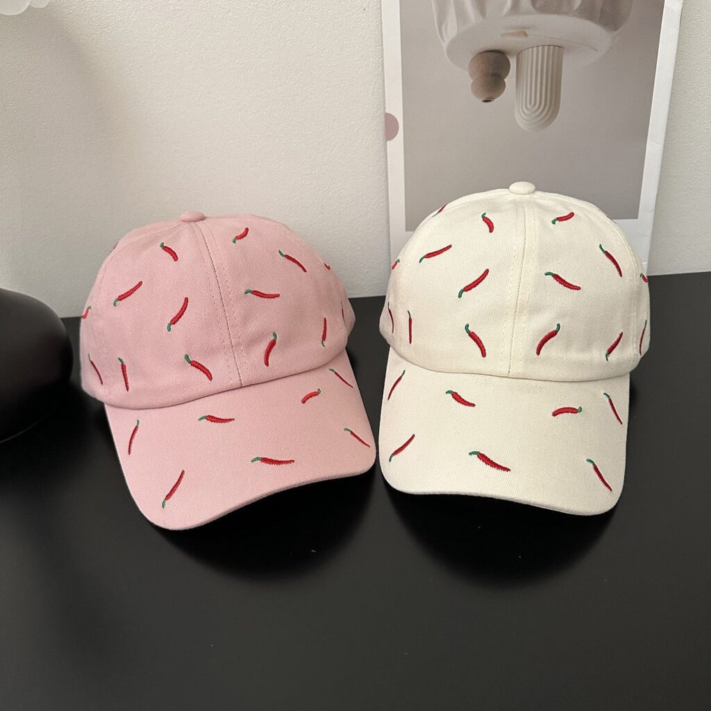 EMBROIDERY RED CHILI PEPPER CASUAL BASEBALL CAP