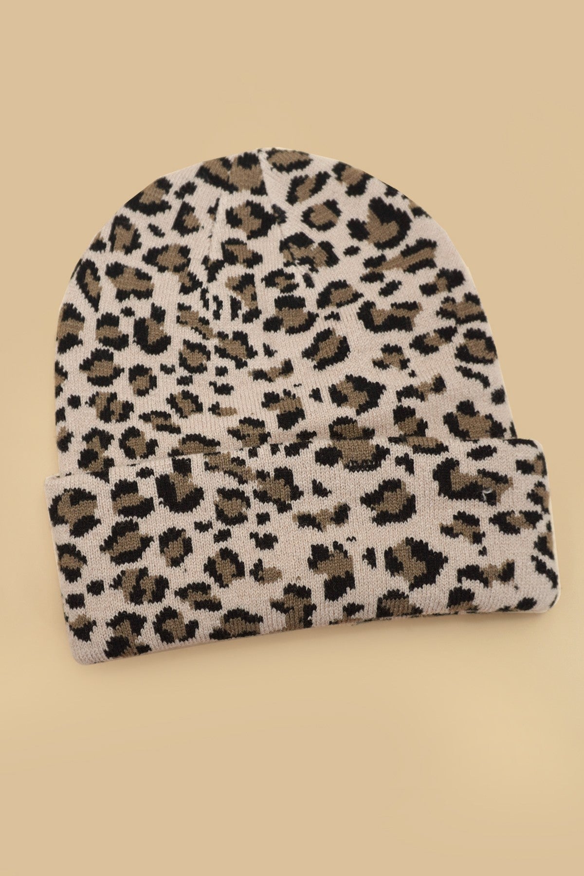 SOFT RIBBED KNIT ANIMAL LEOPARD COW BEANIES HAT - Image 7