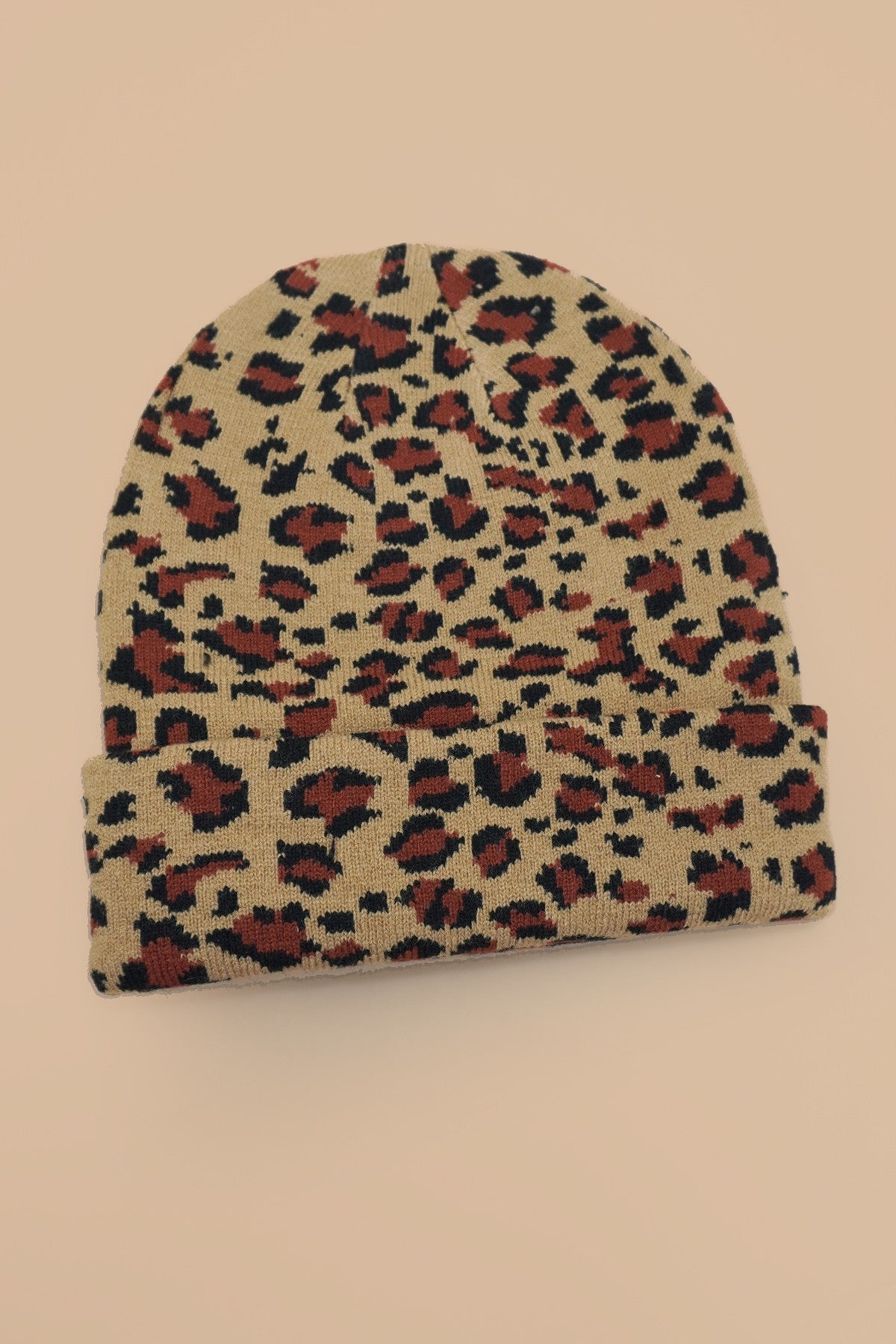 SOFT RIBBED KNIT ANIMAL LEOPARD COW BEANIES HAT - Image 6