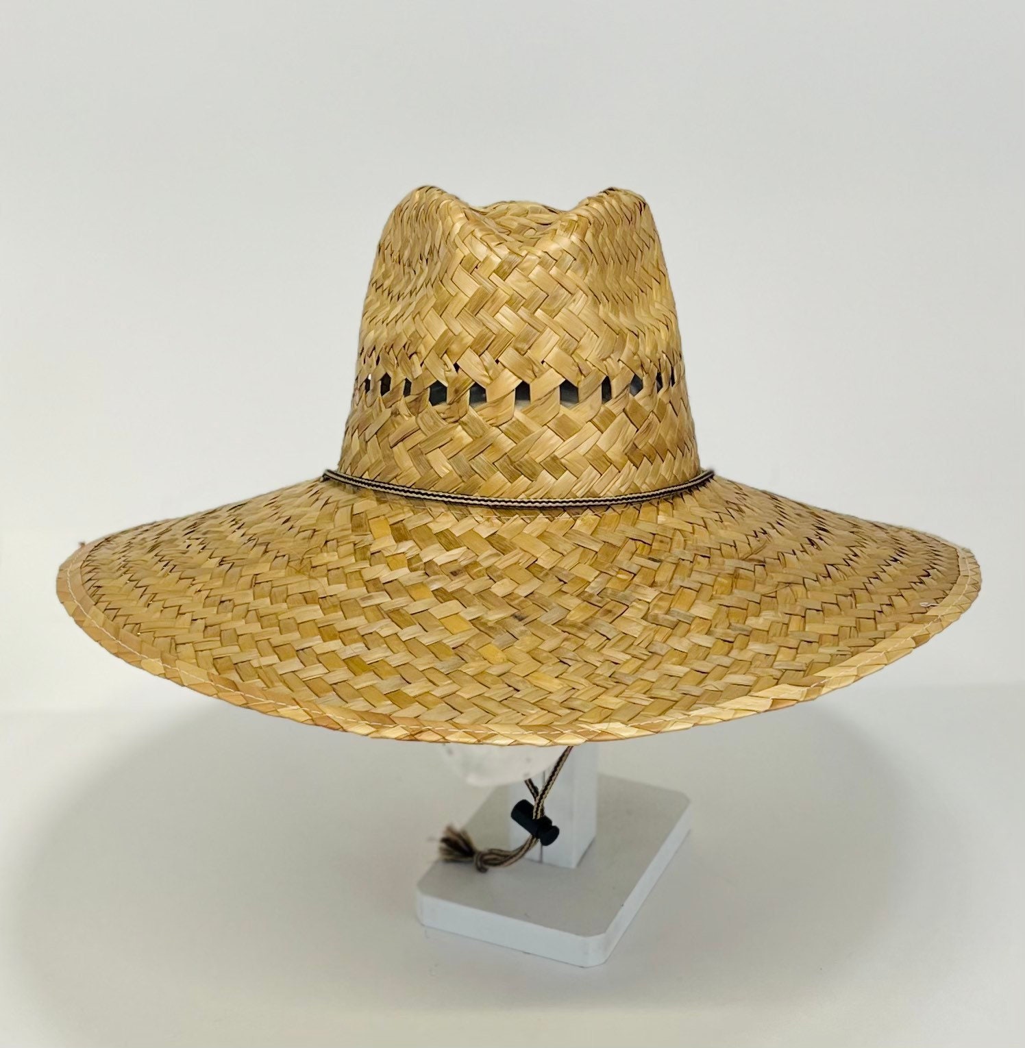 Indiana-Pescador, hand woven straw hat, ventilated, all natural, brim size about 5” in. The inside circumference about 23.1/4”inches, - Image 5