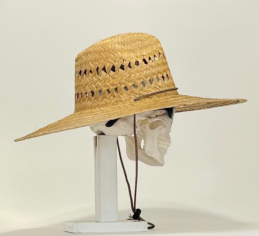 Indiana-Pescador, hand woven straw hat, ventilated, all natural, brim size about 5” in. The inside circumference about 23.1/4”inches, - Image 3
