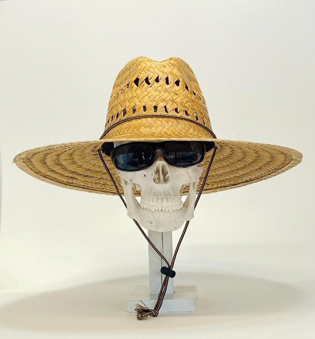 Indiana-Pescador, hand woven straw hat, ventilated, all natural, brim size about 5” in. The inside circumference about 23.1/4”inches, - Image 2