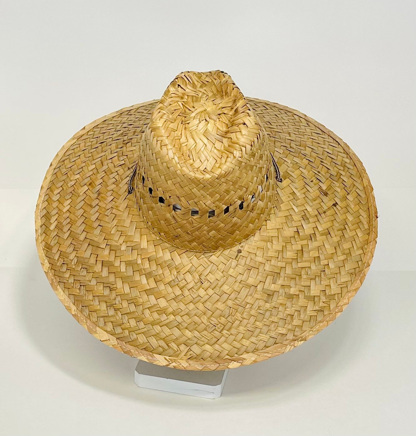 Indiana-Pescador, hand woven straw hat, ventilated, all natural, brim size about 5” in. The inside circumference about 23.1/4”inches, - Image 7