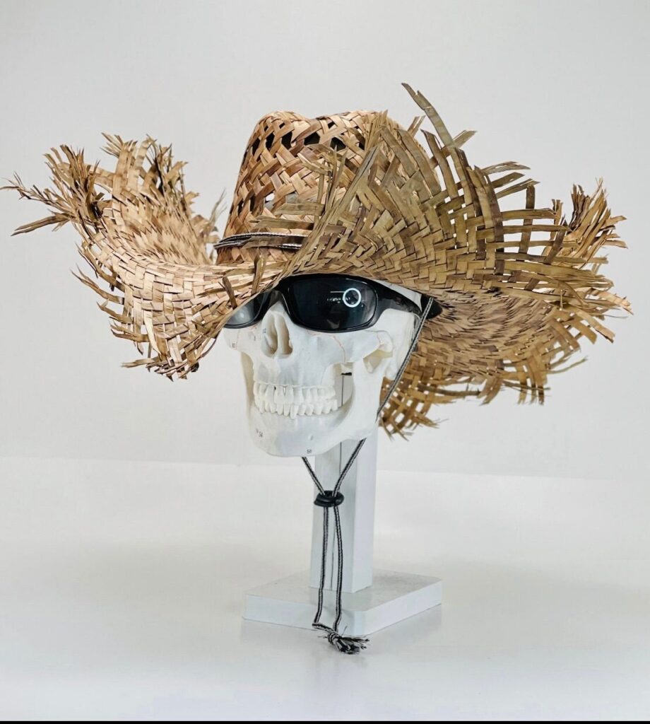 Scarecrow Straw Hat, all natural grown and handmade in Mexico, a unique style like no other, with an adjustable chin strap. unisex hat