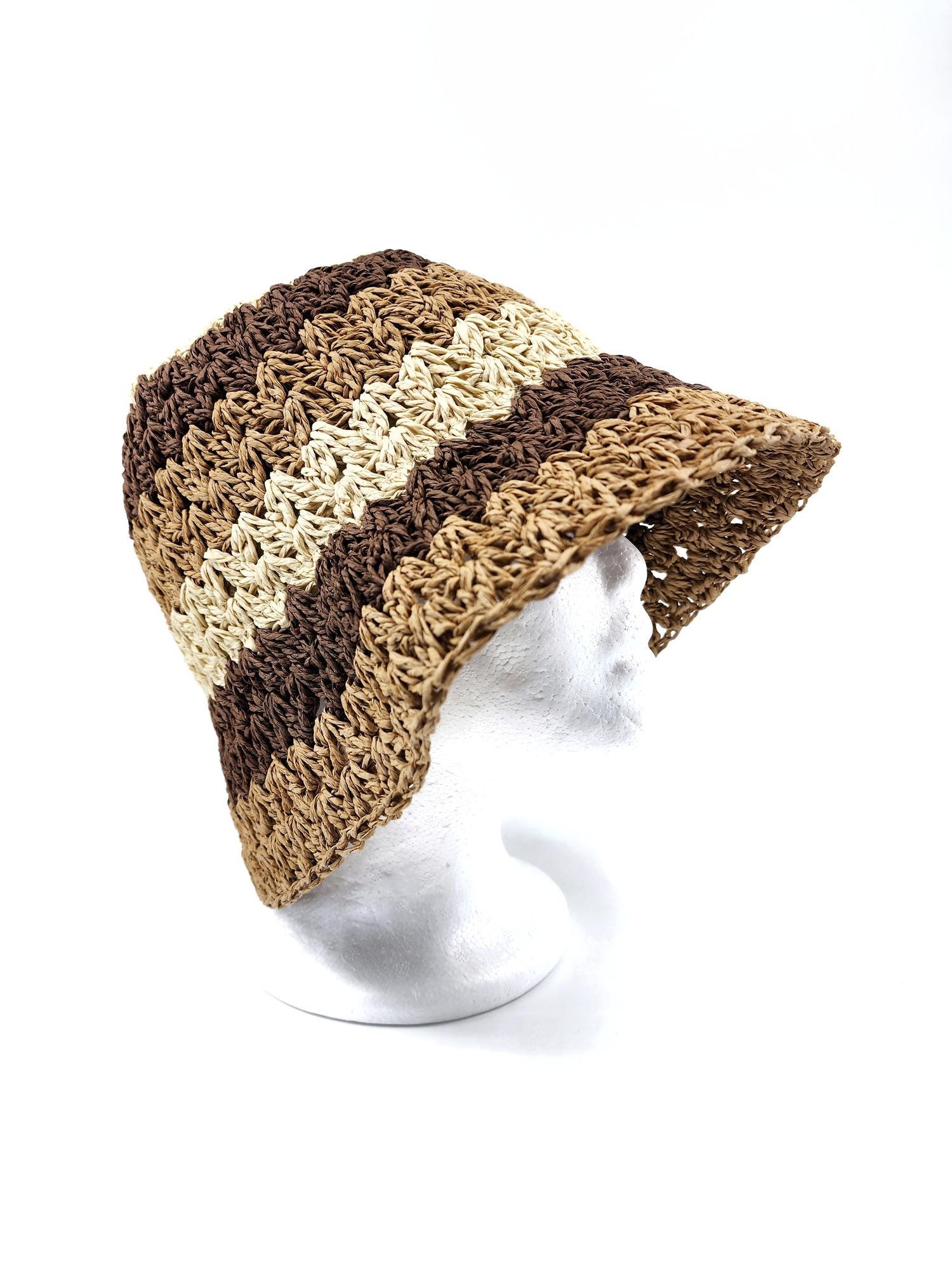Multi Color Stripe Straw Bucket Hat Sun Hat - Image 4