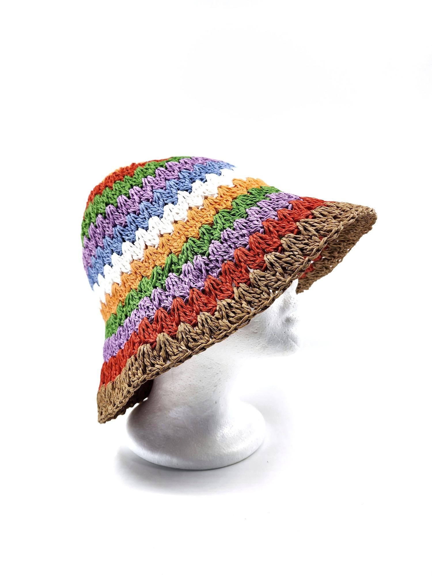 Multi Color Stripe Straw Bucket Hat Sun Hat - Image 10