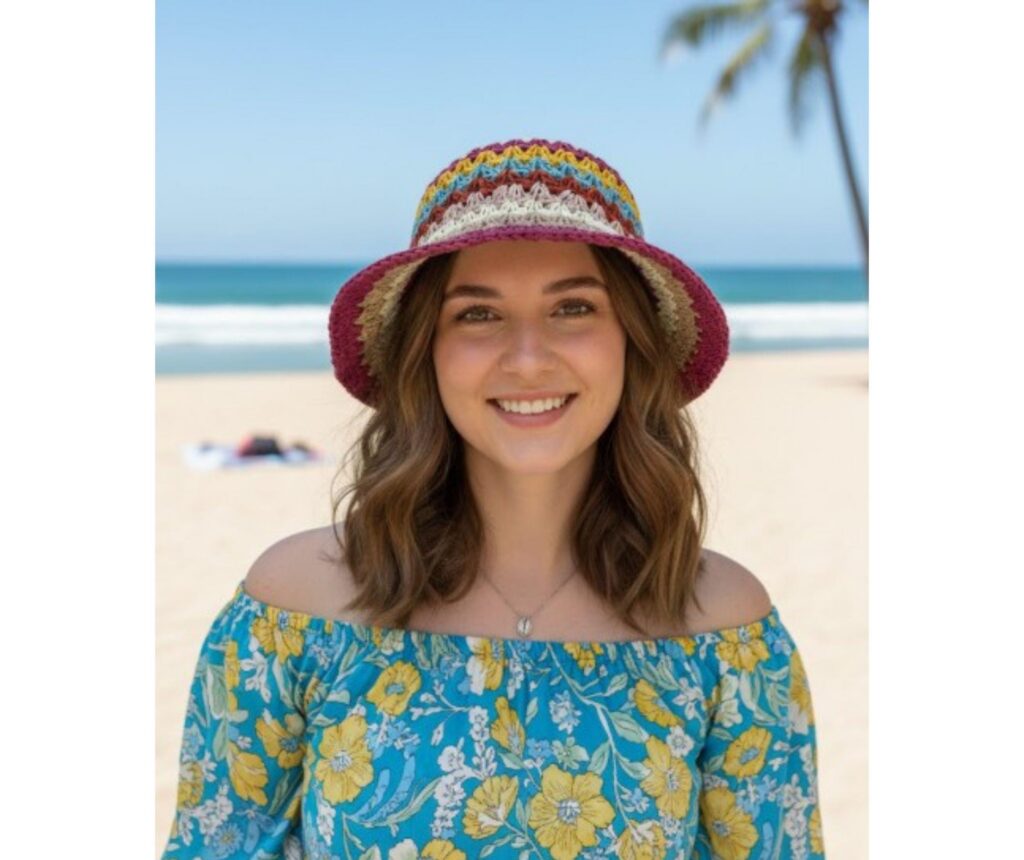 Multi Color Stripe Straw Bucket Hat Sun Hat